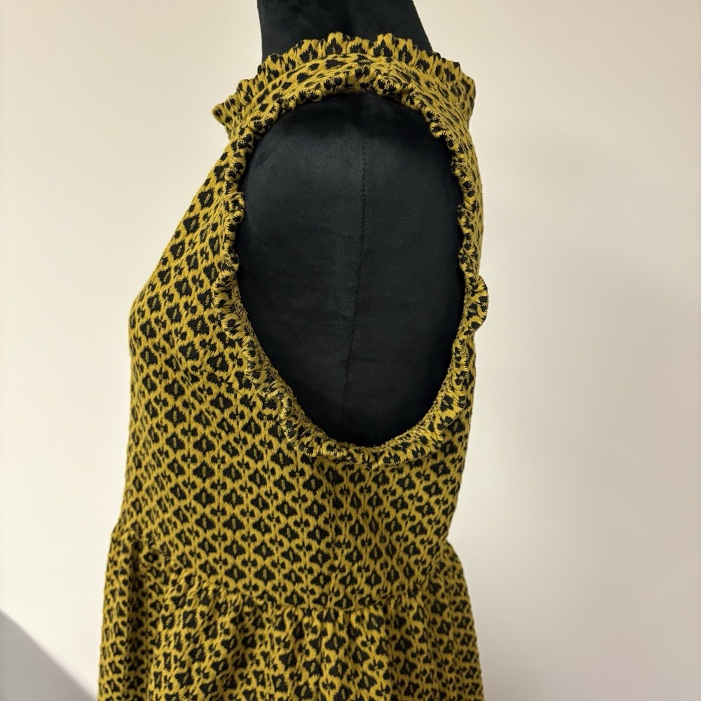 Xhilaration Women's Dress Large Yellow Black Geometric Sleeveless Fit & Flare - Picture 2 of 5